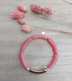 Tube armband ♡ Roze pearl