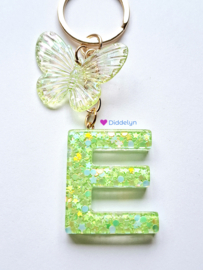 Letter E - Groen glitter ♡ Vlinder