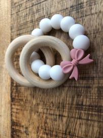 Bijtring Strik Roze & Wit
