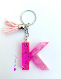 Letter K -  Roze glitter