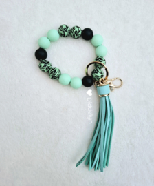 Sleutelhanger - Mint groen met zwart