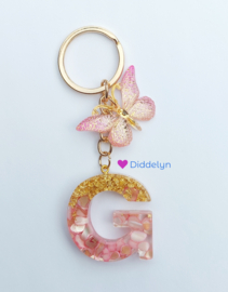 Letter G -  Stone Roze ♡ vlinder
