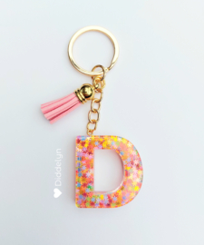 Letter D - Multicolor sterretjes ♡ Roze