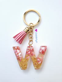 Letter W-  Stone Roze ♡ roze kwastje