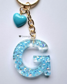 Letter G -  Aqua glitters ♡ Hartje