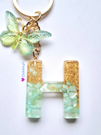 Letter H - Mint groen en goud ♡ Vlinder