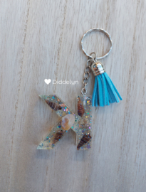 Letter K - Schelpen glitter ♡ blauw kwastje