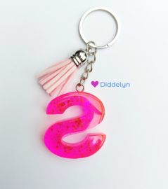 Letter S -  Roze glitter