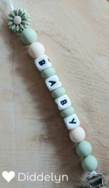 Speenkoord Licht zeegroen "Baby" - naam
