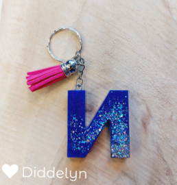 Letter N -  Blauw glitter clear
