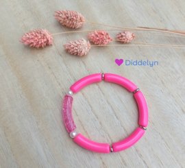 Tube armband ♡ Neon roze pearl