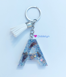Letter A - Schelpen glitter (wit kwastje)