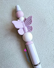 Pen wit  - paarse vlinder