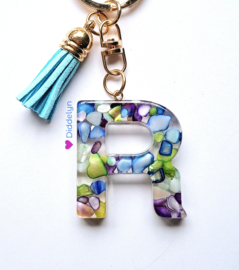 Letter R -  Multicolor Stone paars ♡ Aqua