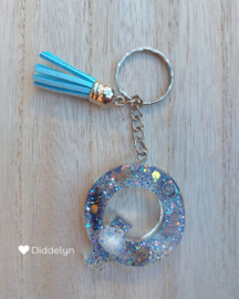 Letter Q - Schelpen glitter ♡ blauw kwastje en zilver kleur)