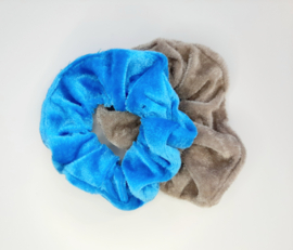 Set van 2 crunchies - aqua blauw & zand