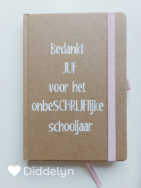 Schrift juf of meester - Roze