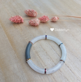 Tube armband ♡ Grijs & wit