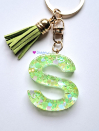 Letter S - Groen glitter ♡ Groen