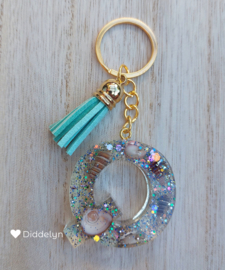 Letter Q - Schelpen glitter ♡ blauw kwastje en goud kleur