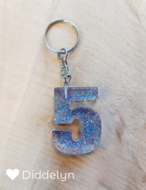 Cijfer 5 - Glitter Clear