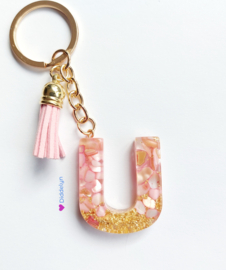 Letter U -  Stone Roze ♡ roze kwastje