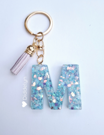 Letter M -  Aqua & Lila hartjes ♡ Lila