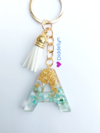 Letter A - Mint groen en goud ♡ wit kwastje