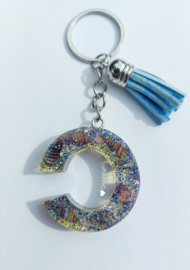 Letter C - Schelpen glitter ♡ blauw kwastje
