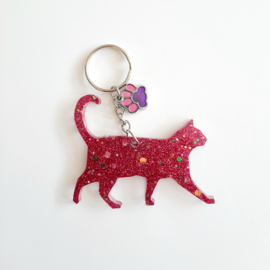 Kat Sleutelhanger roze