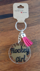 Sleutelhanger - hockeygirl  zwart / goud