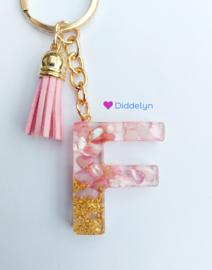 Letter F -  Stone Roze ♡ roze kwastje