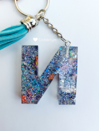 Letter N - Bloemen glitter