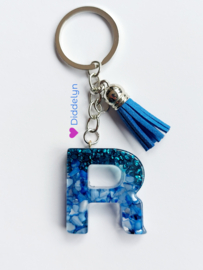 Letter R -  Blauw Stone Aqua