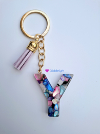 Letter Y -  Multicolor Stone ♡ lila kwastje