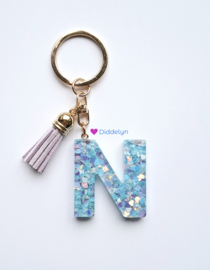Letter N -  Aqua glitters ♡ Lila
