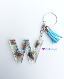Letter W - Schelpen ♡ blauw kwastje