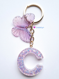 Letter C -  Multicolor paars ♡ Vlinder