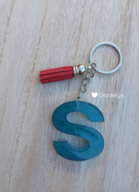 Letter S -  Blauw glitter