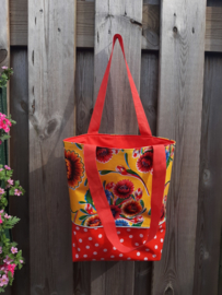 Tafelzeil tas - Kitsch Kitchen geel met rode voering