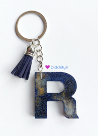 Letter R - Glitter blauw