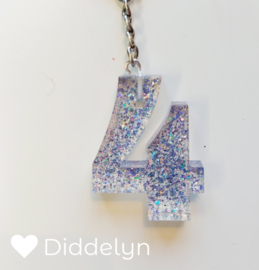 Cijfer 4 - Glitter Clear