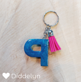 Letter P -  Blauw glitter