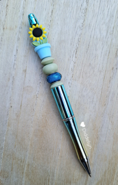 Pen blauw glans - zonnebloem blauw