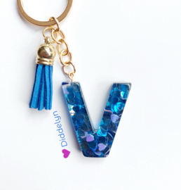 Letter V - Blauw hartjes ♡ blauw