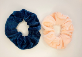 Set van 2 crunchies - petrol blauw & zalm