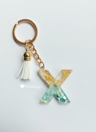 Letter X - Mint groen en goud ♡ kwastje wit