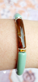 Tube armband ♡ Licht groen zilver