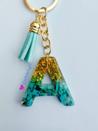 Letter A - Mint groen en goud ♡ mint kwastje
