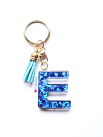 Letter E -  Blauw hartjes ♡ Aqua
